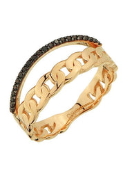 Altın Siyah Taşlı Tasarım Yüzük