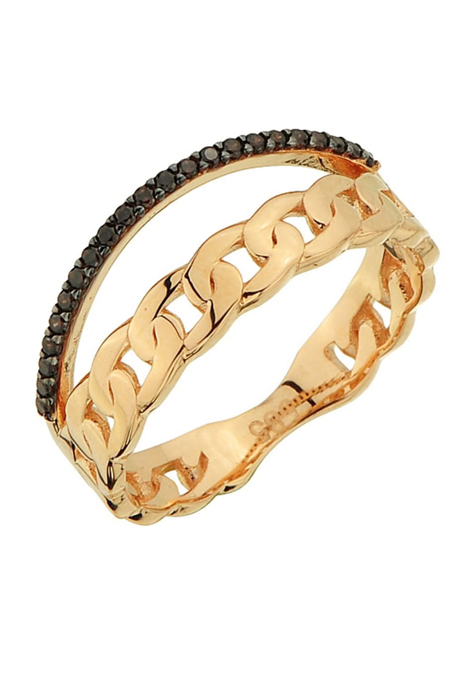 Altın Siyah Taşlı Tasarım Yüzük