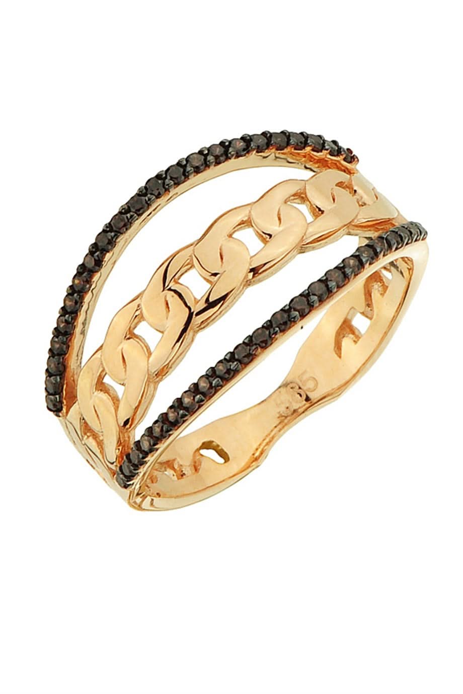 Altın Siyah Taşlı Yıldız Yüzük