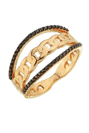 Altın Siyah Taşlı Yıldız Yüzük