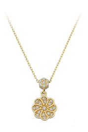 Altın Tasarım Çiçek Kolye