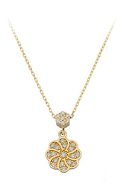 Altın Tasarım Çiçek Kolye