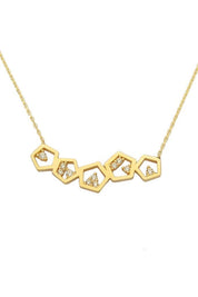 Altın Taşlı Beşgen Kolye