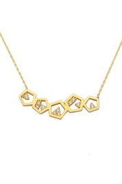 Altın Taşlı Beşgen Kolye