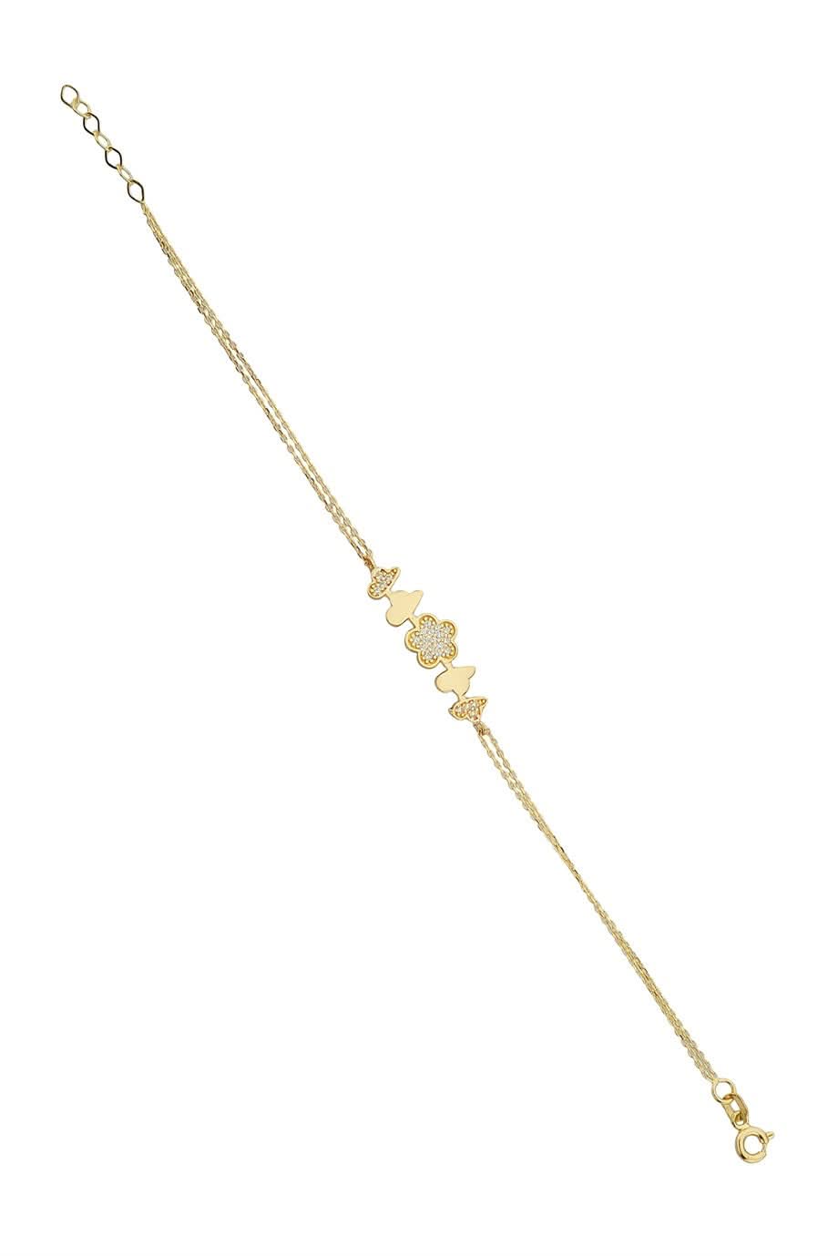 Altın Taşlı Çiçek Bileklik Goldium