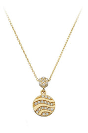 Altın Taşlı Daire Kolye