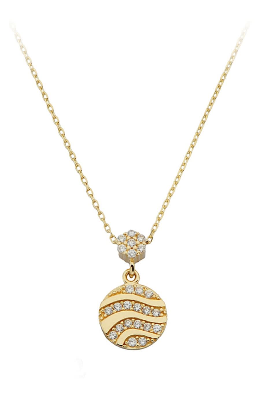 Altın Taşlı Daire Kolye