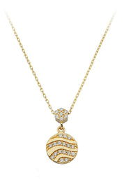 Altın Taşlı Daire Kolye