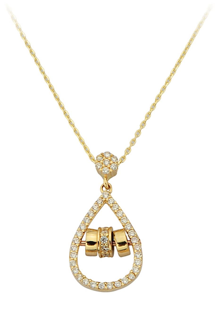 Altın Taşlı Damla Kolye