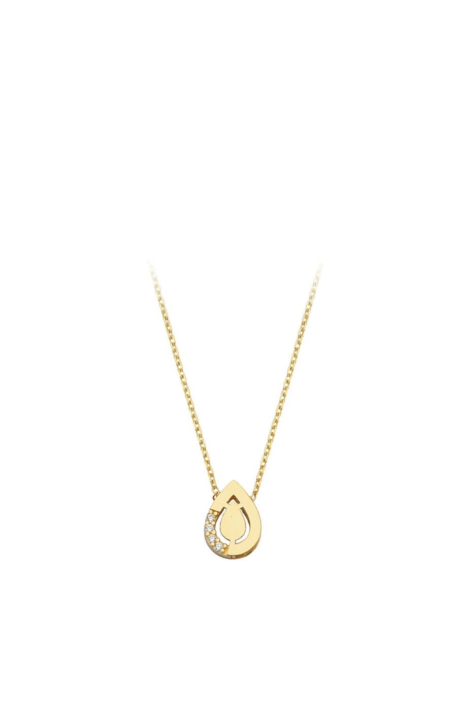 Altın Taşlı Damla Kolye