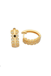 Altın Taşlı Halka Tasarım Küpe