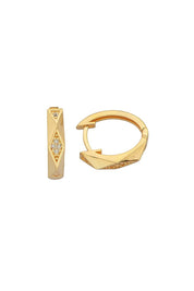 Altın Taşlı Halka Tasarım Küpe