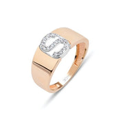 Kristal Taşlı Harf Altın Yüzük