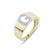 Kristal Taşlı Harf Altın Yüzük