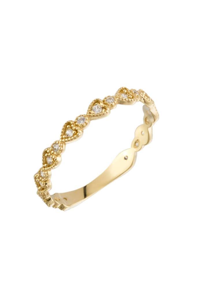 Altın Taşlı Kalp Döngüsü Yüzük