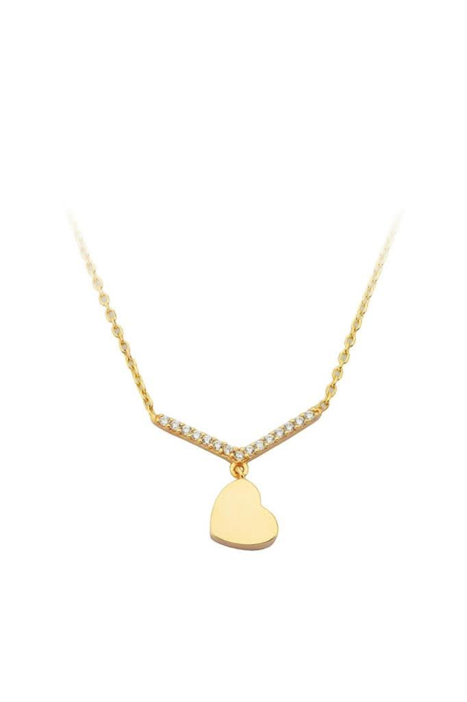 Altın Taşlı Kalp Kolye