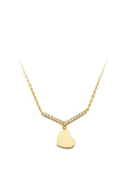 Altın Taşlı Kalp Kolye