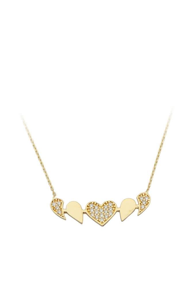 Altın Taşlı Kalp Kolye