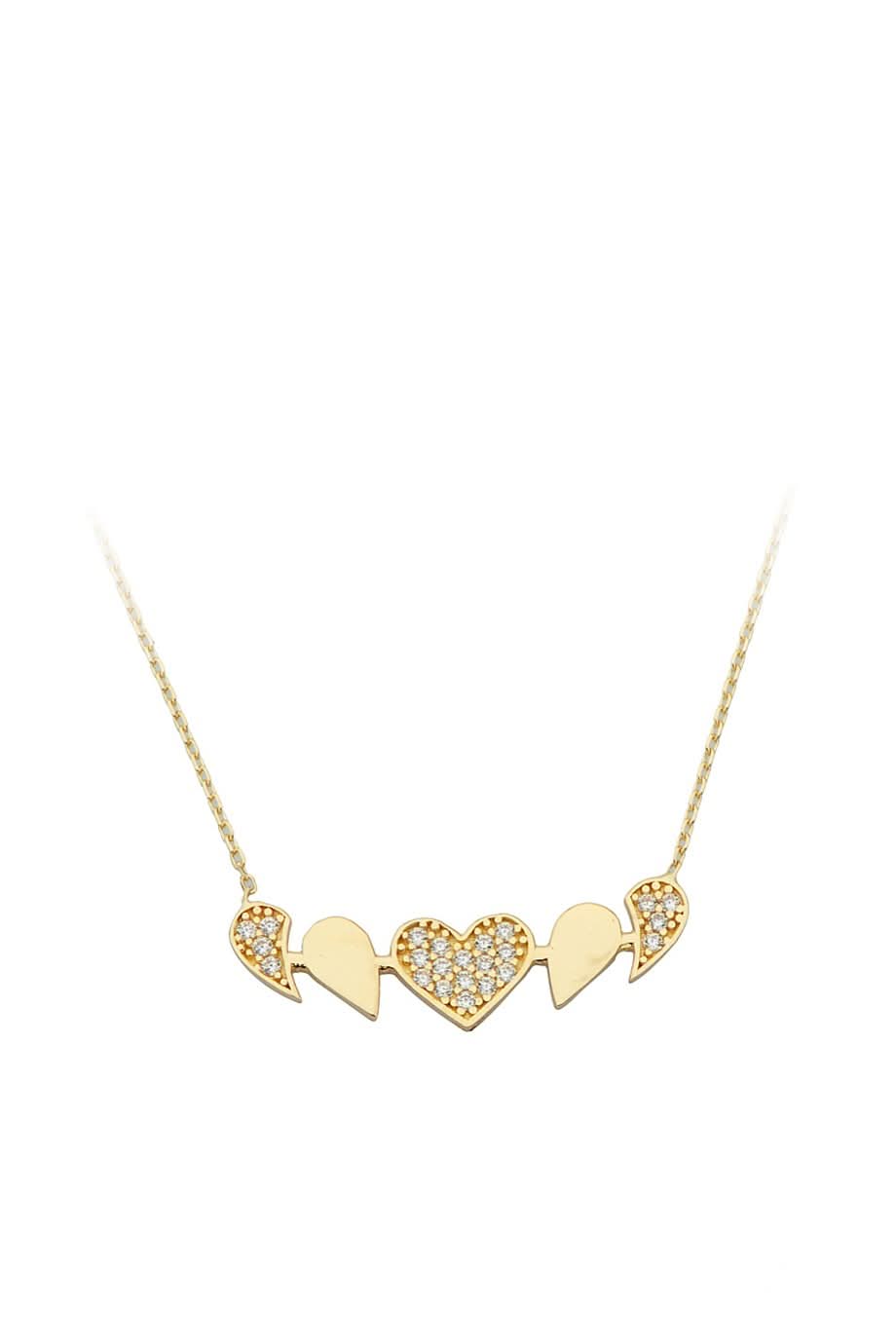 Altın Taşlı Kalp Kolye