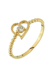 Altın Taşlı Kalpli Yüzük