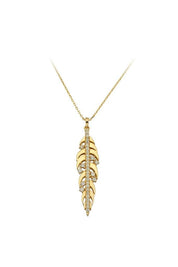 Altın Taşlı Kuş Tüyü Kolye