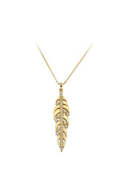 Altın Taşlı Kuş Tüyü Kolye