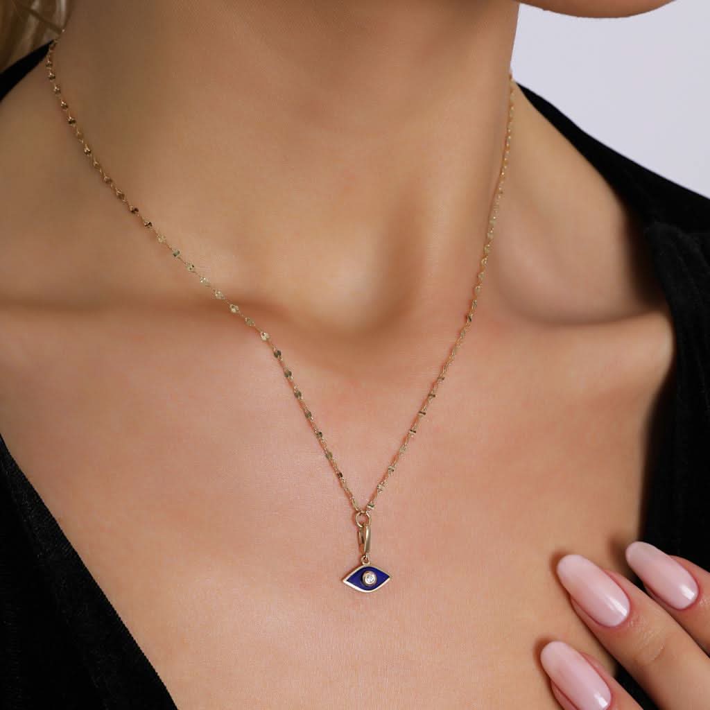 Taşlı Altın Göz Kolye
