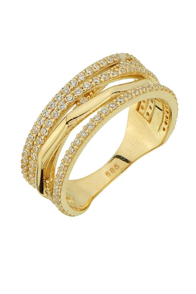 Altın Taşlı Tasarım Yüzük