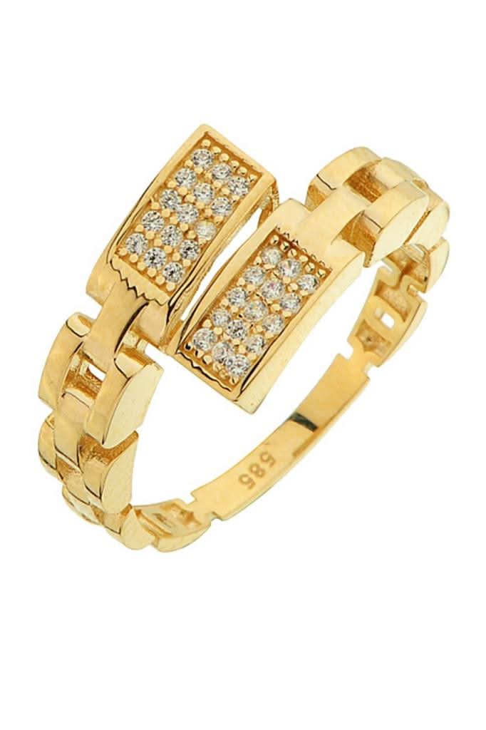 Altın Taşlı Tasarım Yüzük