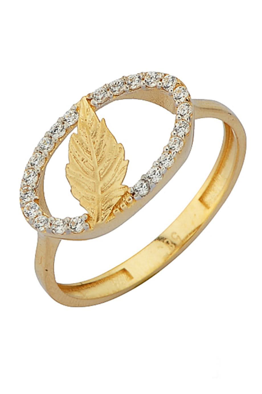 Altın Taşlı Yaprak Yüzük