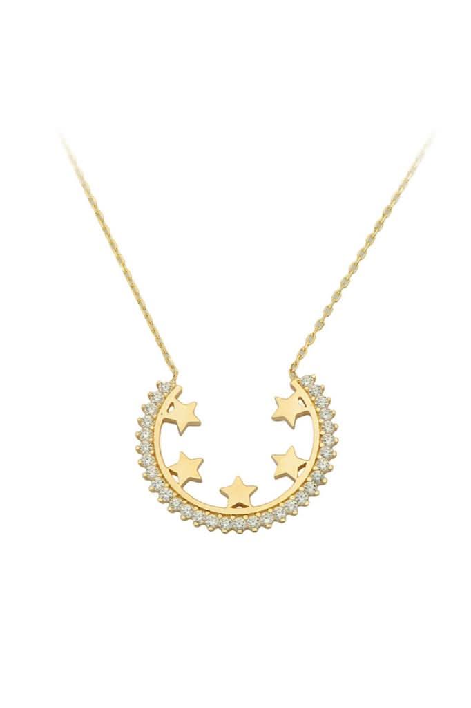 Altın Taşlı Yıldız Kolye