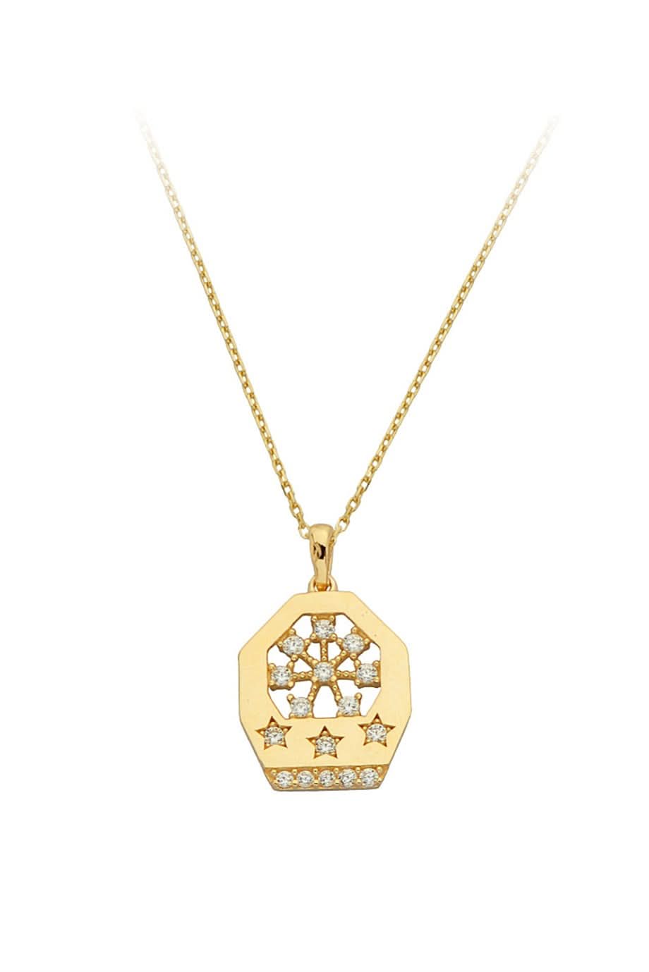 Altın Taşlı Yıldızlı Kolye