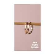 Altın Tek Düz Desenli Halka Küpe 1.6 cm Gizli Kilit