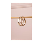 Altın Tek Düz Desenli Halka Küpe 1.6 cm Gizli Kilit