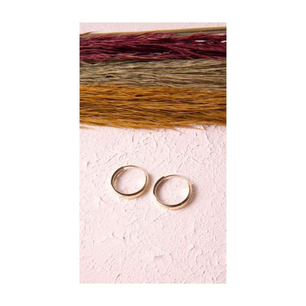 Altın Tek Düz Halka Küpe Gizli Kilitli 1.3 cm