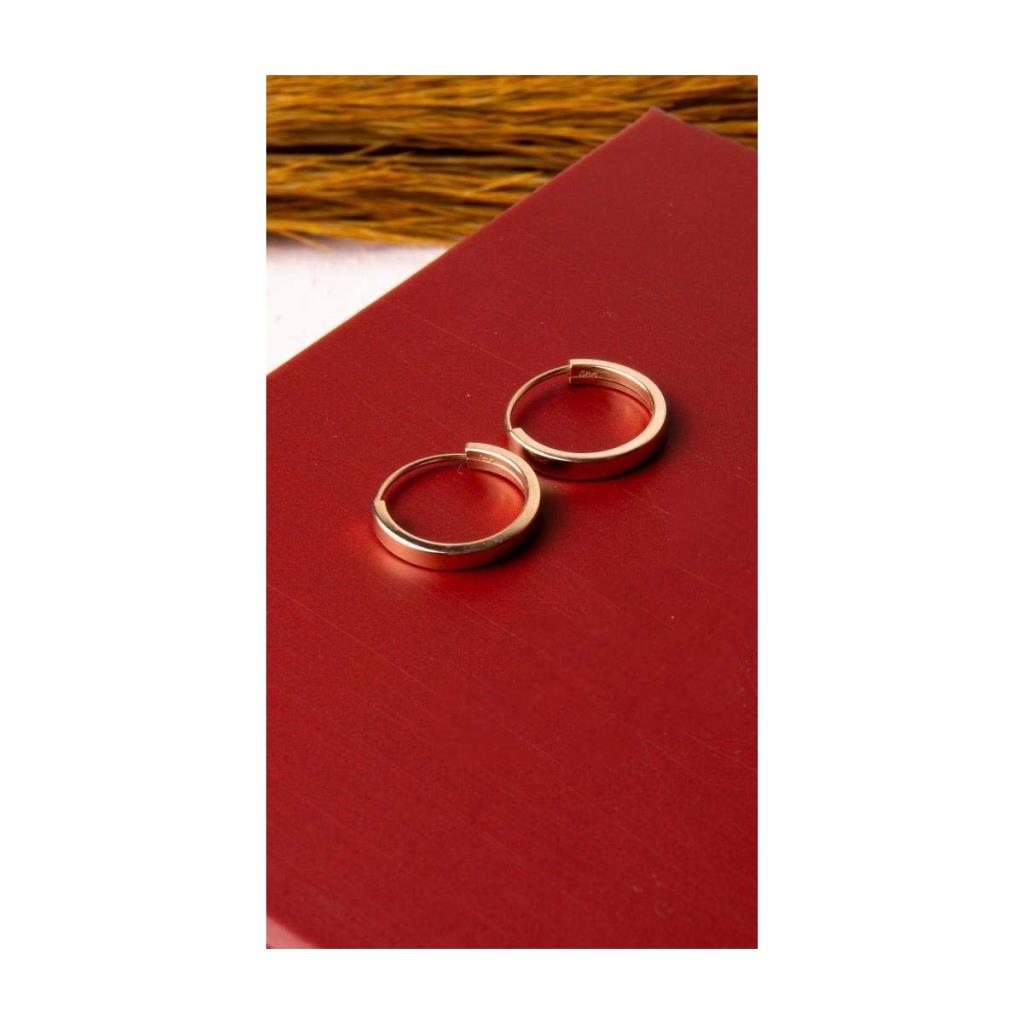 Altın Tek Düz Halka Küpe Gizli Kilitli 1.3 cm