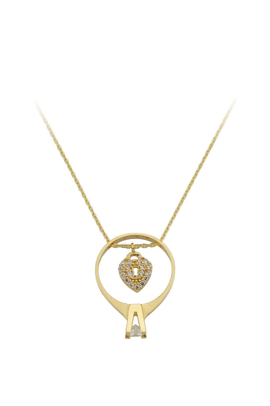 Altın Tektaş Yüzük Kilit Kolye