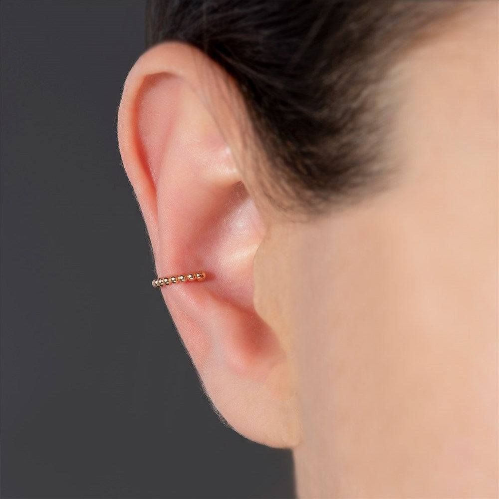 Altın Toptop Sıkıştırmalı Halka Earcuff