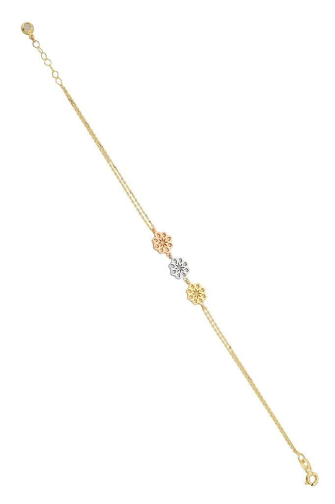 Altın Üç Renkli Çiçek Bileklik