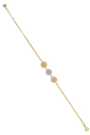 Altın Üç Renkli Çiçek Bileklik