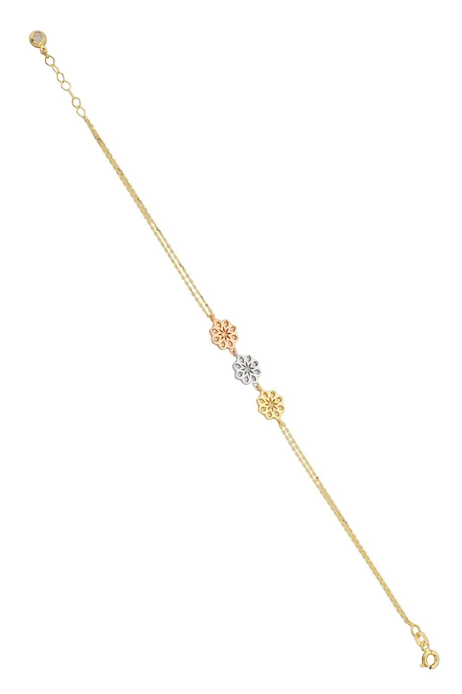 Altın Üç Renkli Çiçek Bileklik