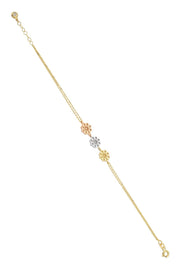 Altın Üç Renkli Çiçek Bileklik