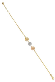 Altın Üç Renkli Çiçek Bileklik