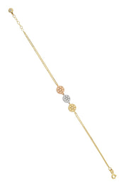 Altın Üç Renkli Çiçek Bileklik