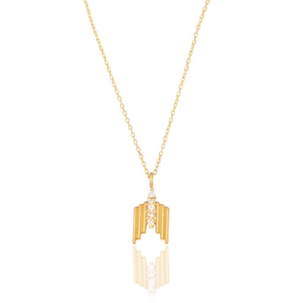 Altın Taşlı Tasarım Kolye