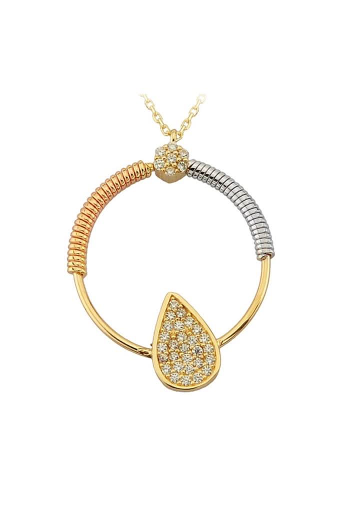 Altın Yaylı Damla Kolye