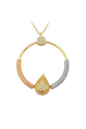 Altın Yaylı Damla Taşlı Kolye