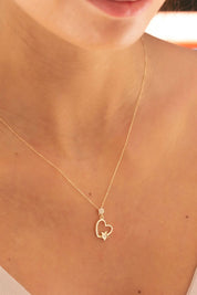 Altın Yıldızlı Kalp Kolye