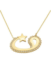 Altın Yıldızlı Vav Kolye