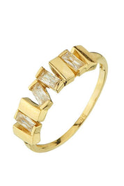 Altın Zigzag Baget Taşlı Yüzük